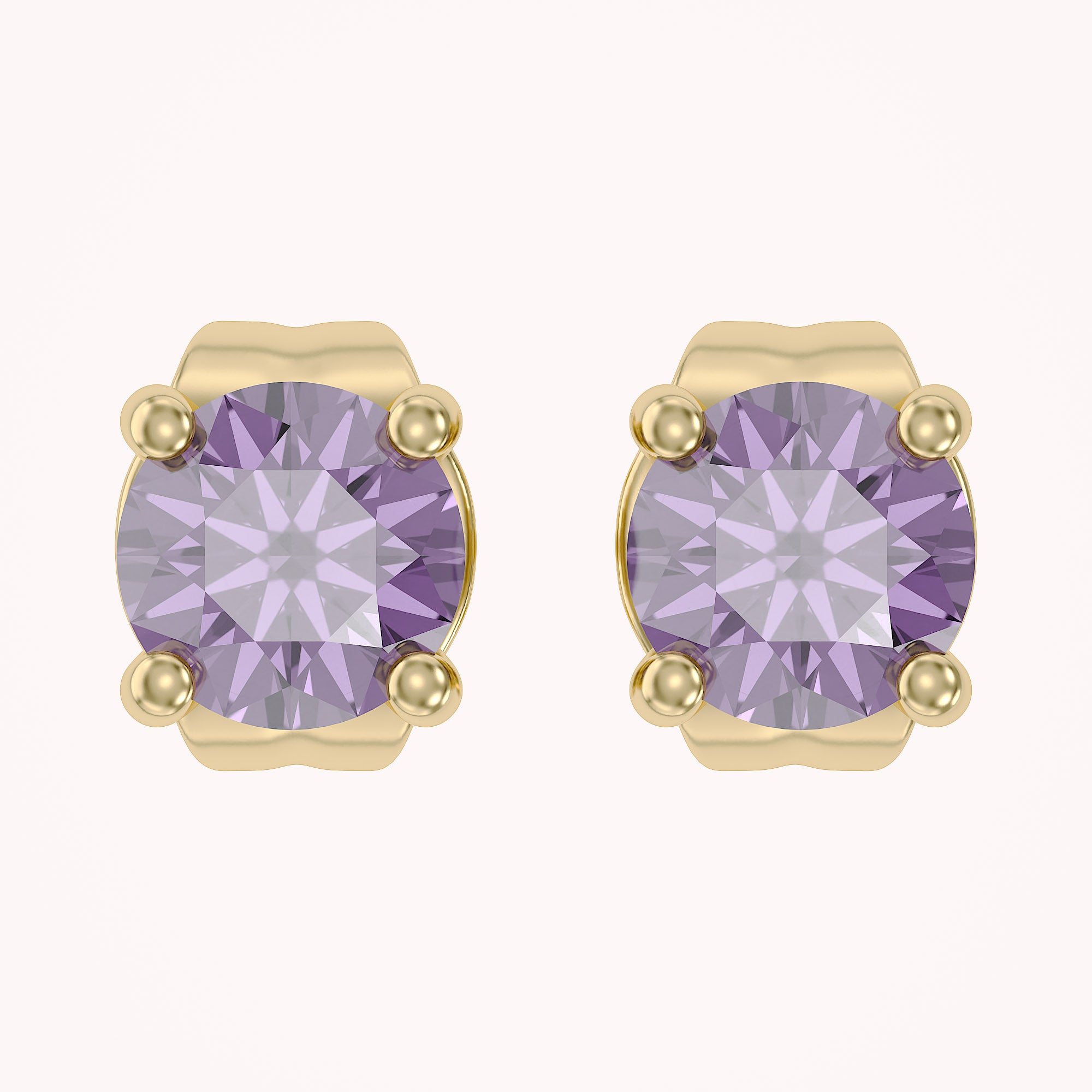 Birthstone Stud Earrings for Women, 4mm Round Simulated Gemstone Studs, Jewelry for Her (0.5 Ct)