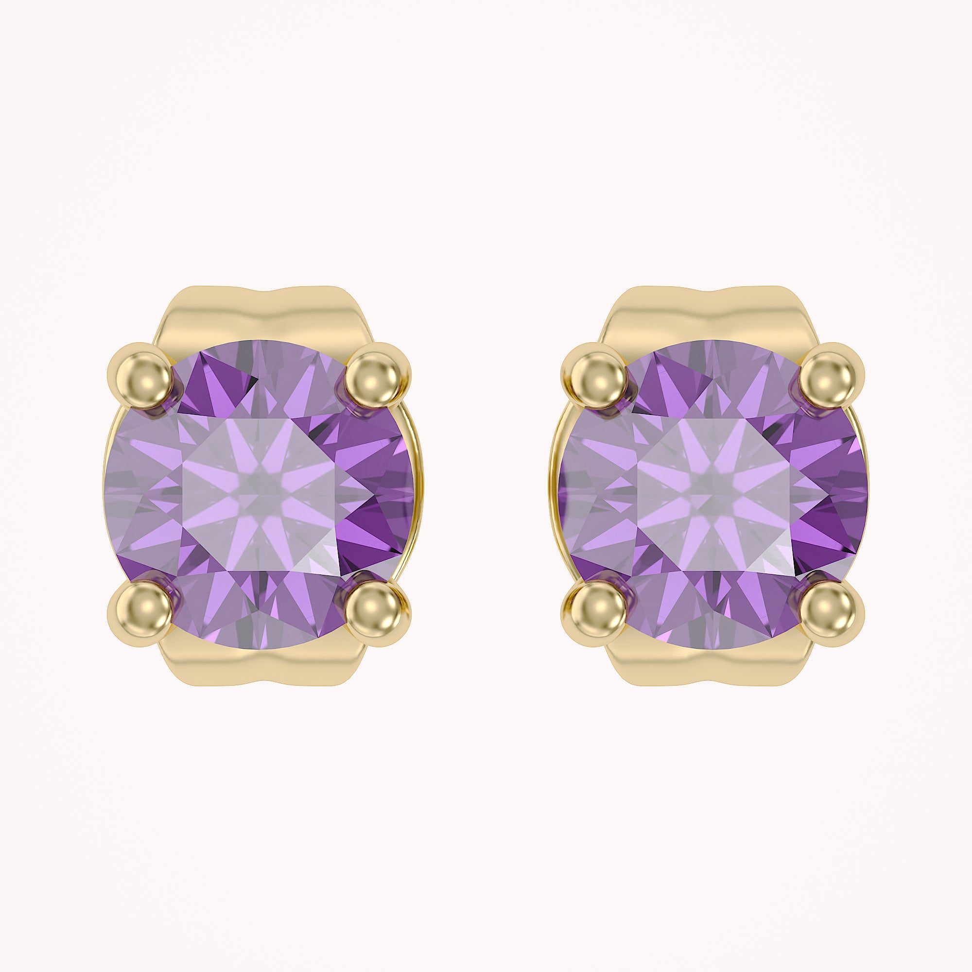 Birthstone Stud Earrings for Women, 4mm Round Simulated Gemstone Studs, Jewelry for Her (0.5 Ct)