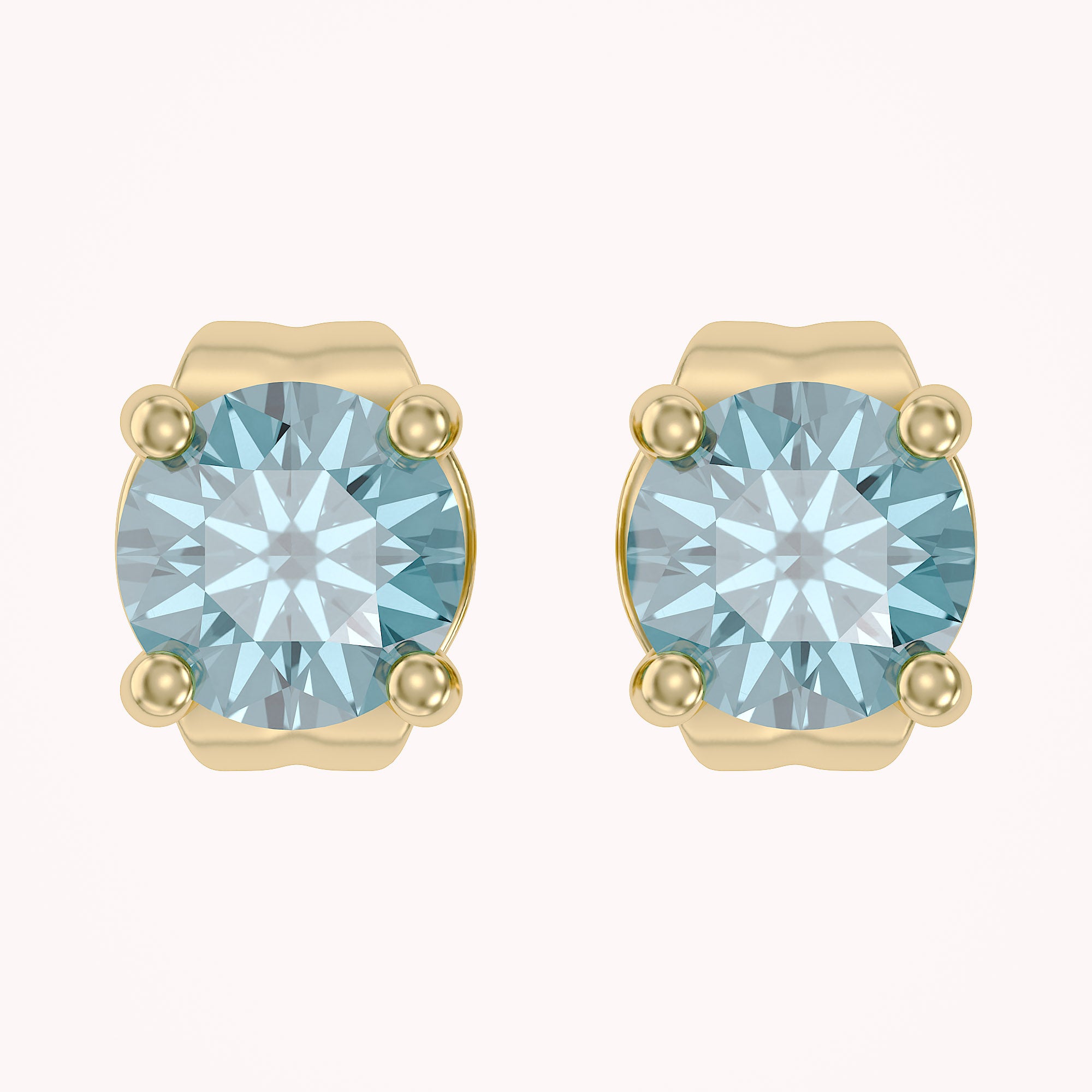 Birthstone Stud Earrings for Women, 4mm Round Simulated Gemstone Studs, Jewelry for Her (0.5 Ct)