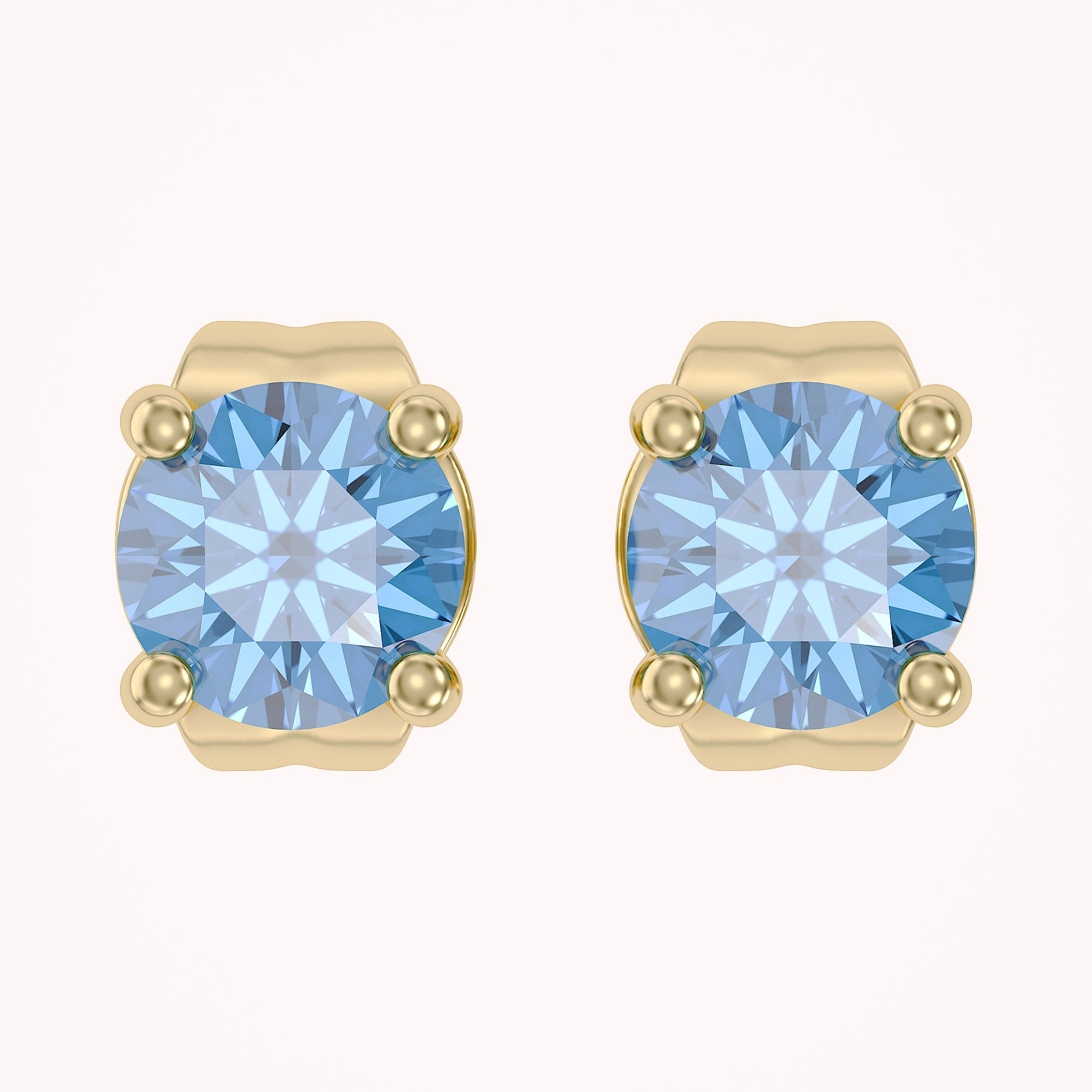 Birthstone Stud Earrings for Women, 4mm Round Simulated Gemstone Studs, Jewelry for Her (0.5 Ct)