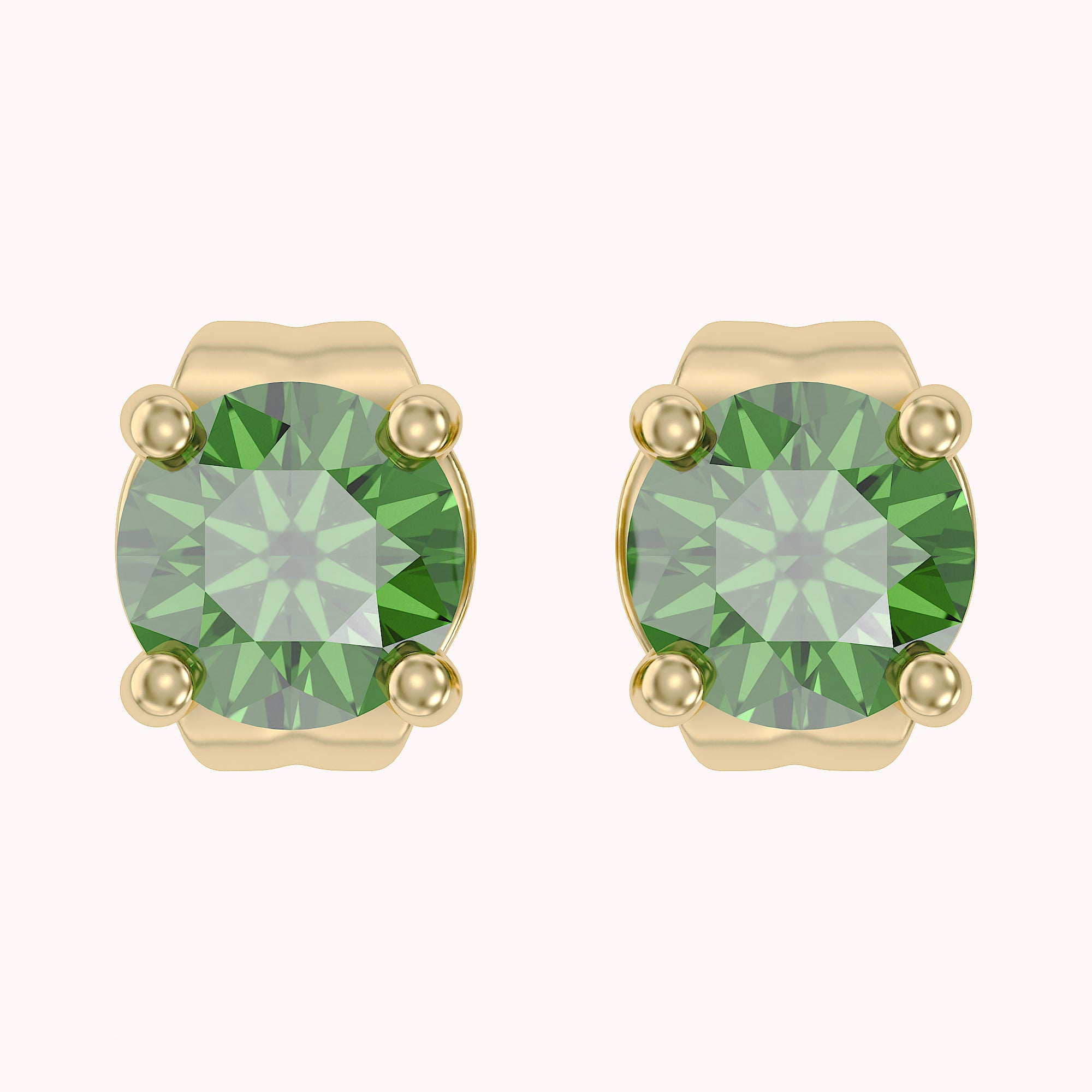 Birthstone Stud Earrings for Women, 4mm Round Simulated Gemstone Studs, Jewelry for Her (0.5 Ct)