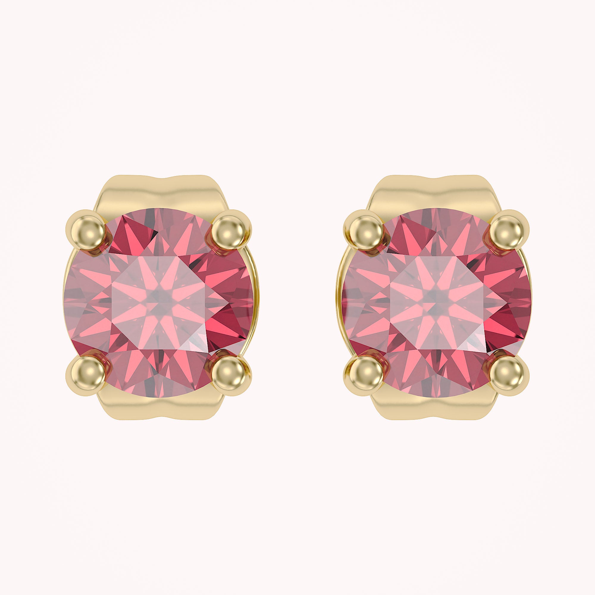 Birthstone Stud Earrings for Women, 4mm Round Simulated Gemstone Studs, Jewelry for Her (0.5 Ct)