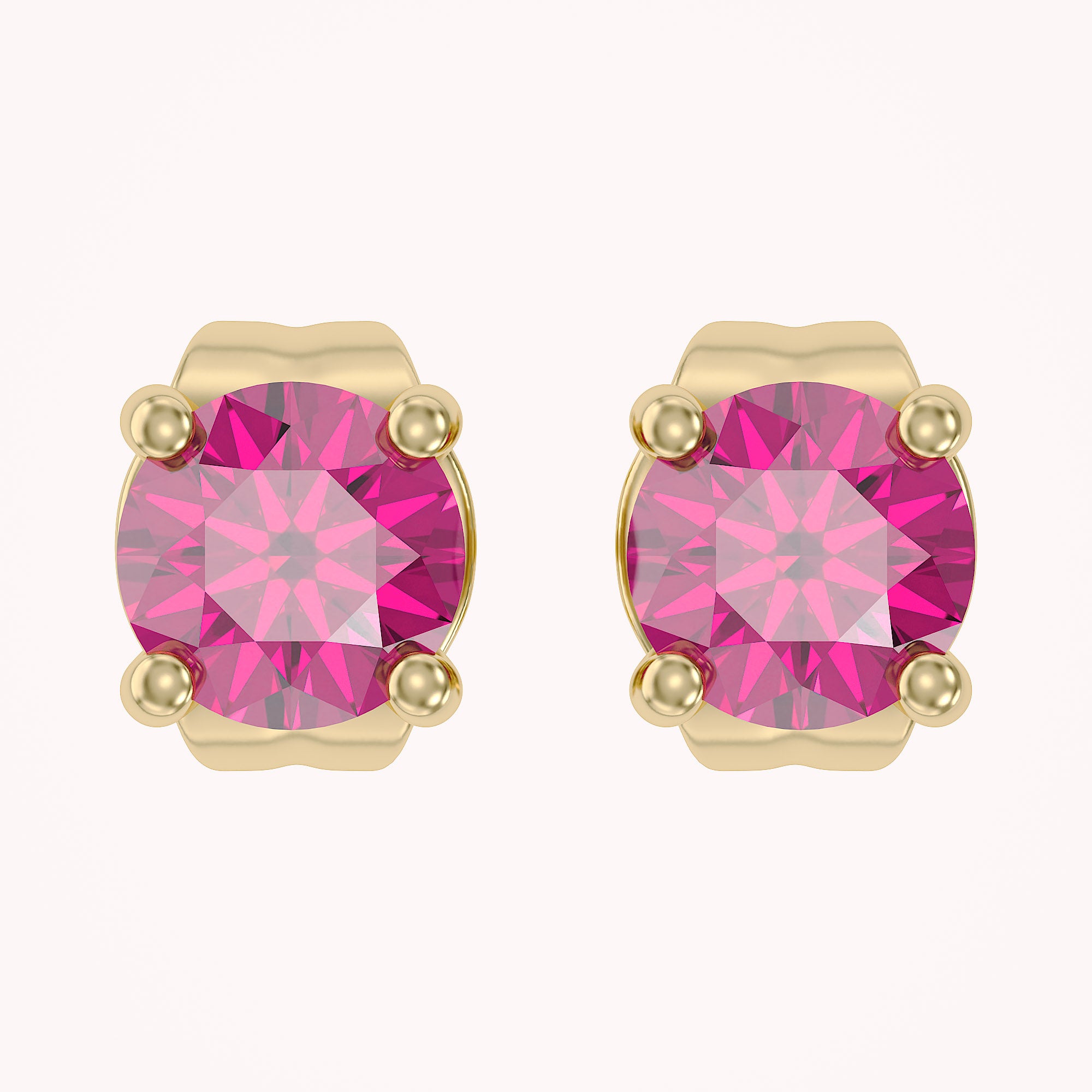 Birthstone Stud Earrings for Women, 4mm Round Simulated Gemstone Studs, Jewelry for Her (0.5 Ct)