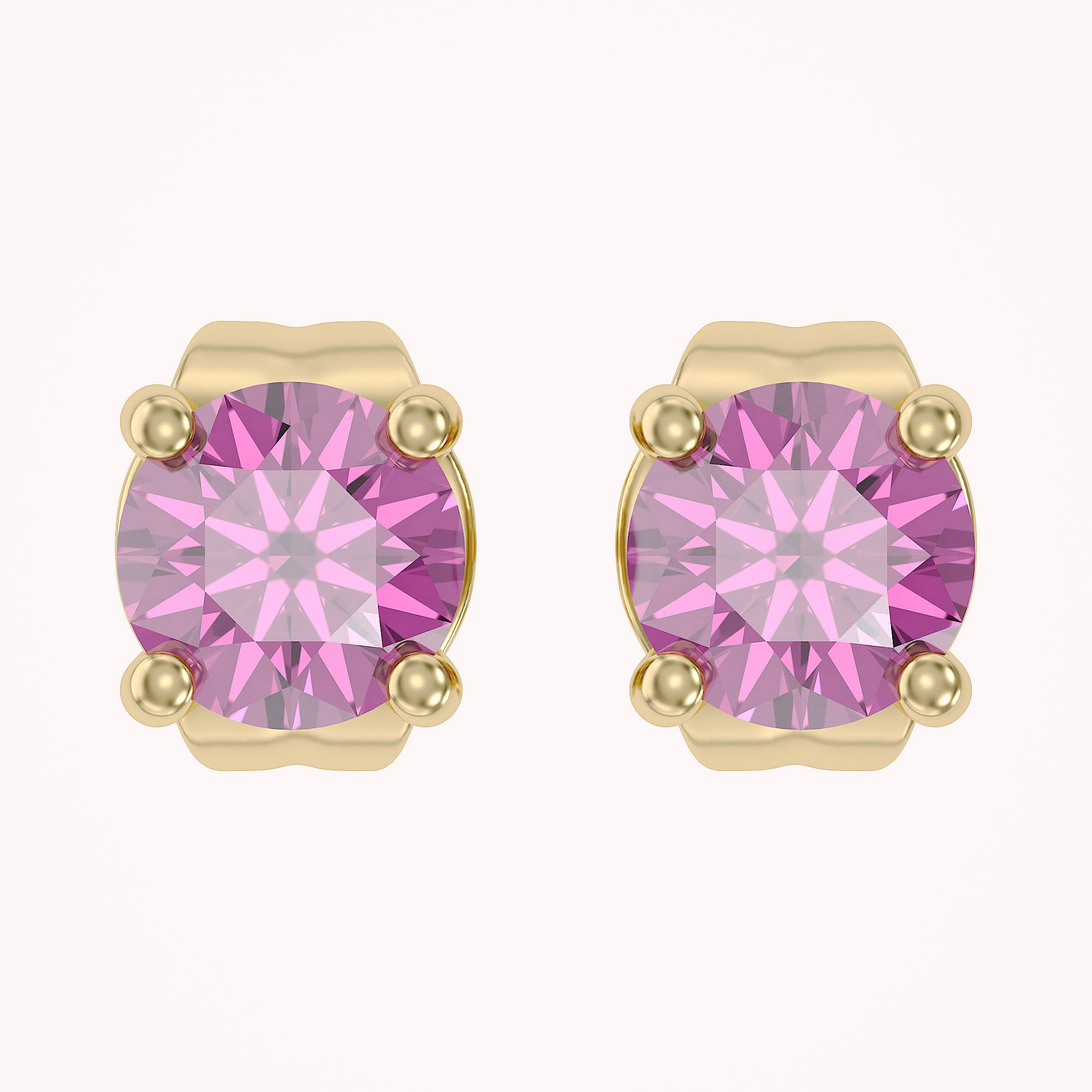 Birthstone Stud Earrings for Women, 4mm Round Simulated Gemstone Studs, Jewelry for Her (0.5 Ct)