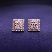 Square Shape Nugget Men's Stud Earring Lab Created Moissanite Diamond
