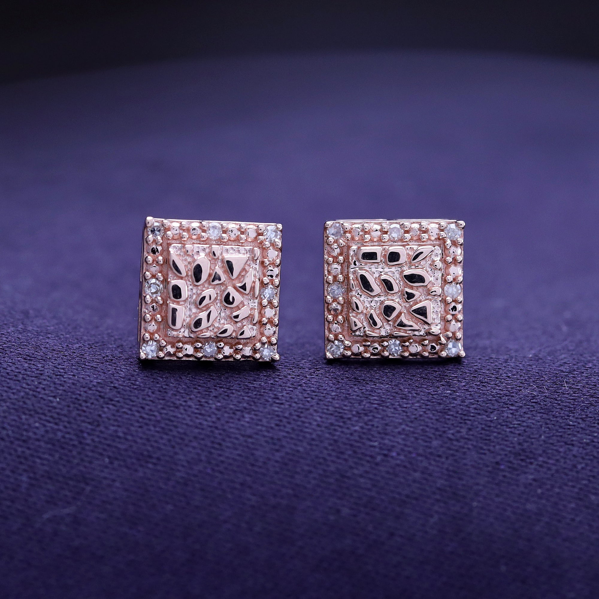 Square Shape Nugget Men's Stud Earring Lab Created Moissanite Diamond
