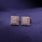 Square Shape Nugget Men's Stud Earring Lab Created Moissanite Diamond