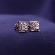 Square Shape Nugget Men's Stud Earring Lab Created Moissanite Diamond