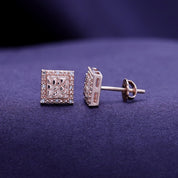 Square Shape Nugget Men's Stud Earring Lab Created Moissanite Diamond