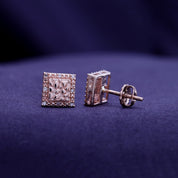 Square Shape Nugget Men's Stud Earring Lab Created Moissanite Diamond