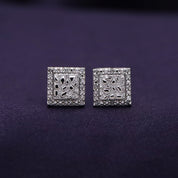 Square Shape Nugget Men's Stud Earring Lab Created Moissanite Diamond