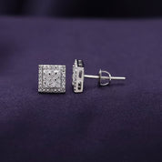 Square Shape Nugget Men's Stud Earring Lab Created Moissanite Diamond