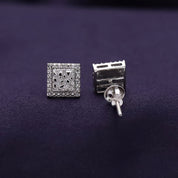 Square Shape Nugget Men's Stud Earring Lab Created Moissanite Diamond