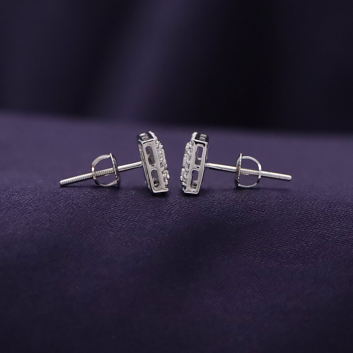 Square Shape Nugget Men's Stud Earring Lab Created Moissanite Diamond