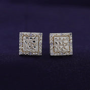 Square Shape Nugget Men's Stud Earring Lab Created Moissanite Diamond