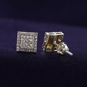 Square Shape Nugget Men's Stud Earring Lab Created Moissanite Diamond
