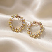 4.30 CTTW Pear and Round Shape Lab Grown Diamond Open Circle Stud Earrings