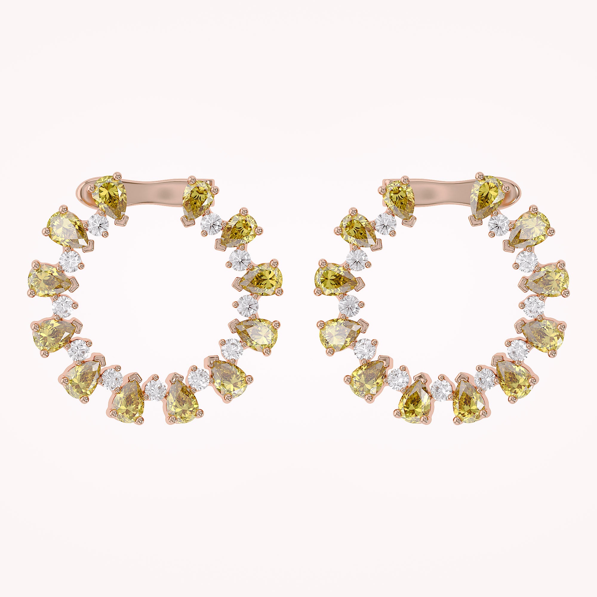 4.30 CTTW Pear and Round Shape Lab Grown Diamond Open Circle Stud Earrings