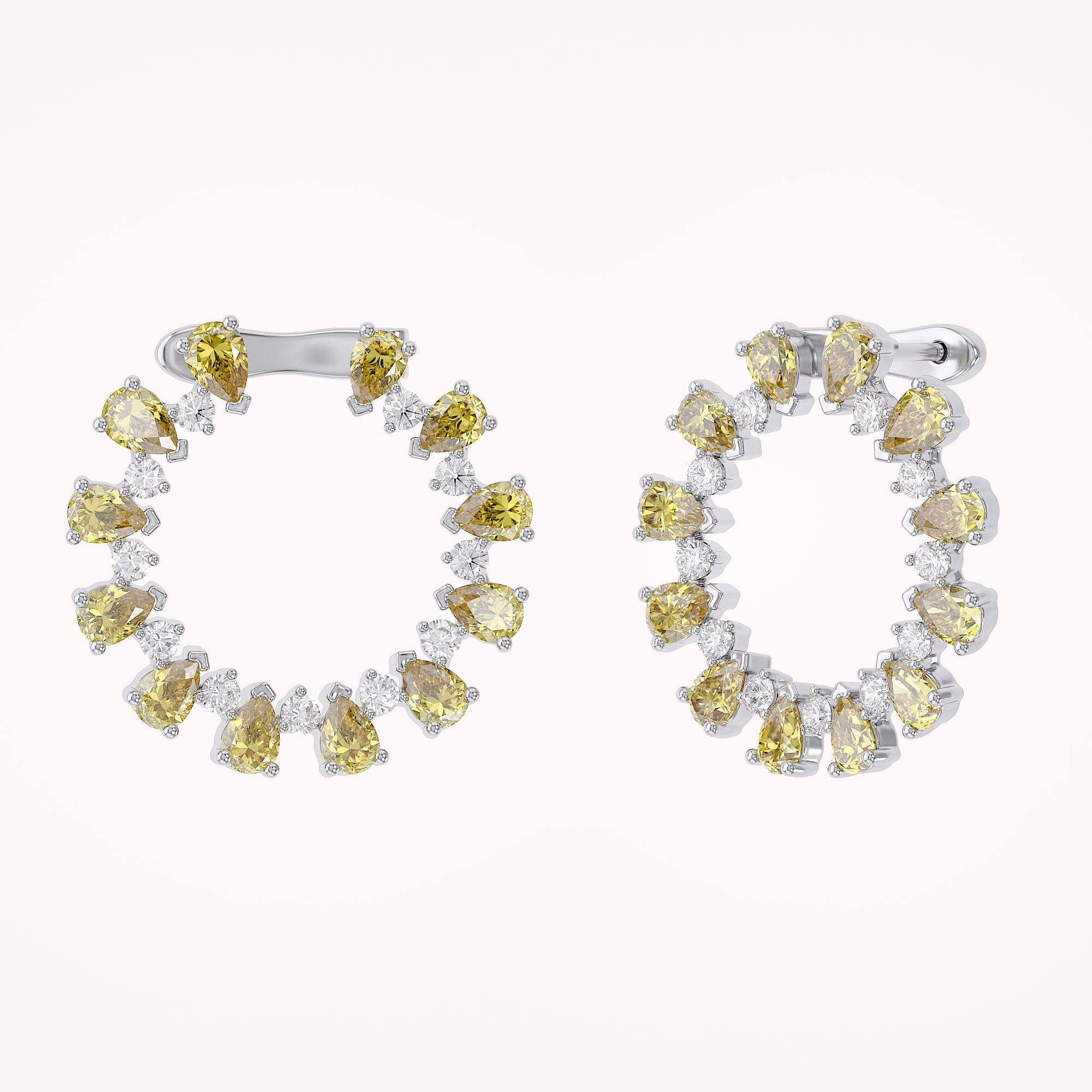 4.30 CTTW Pear and Round Shape Lab Grown Diamond Open Circle Stud Earrings