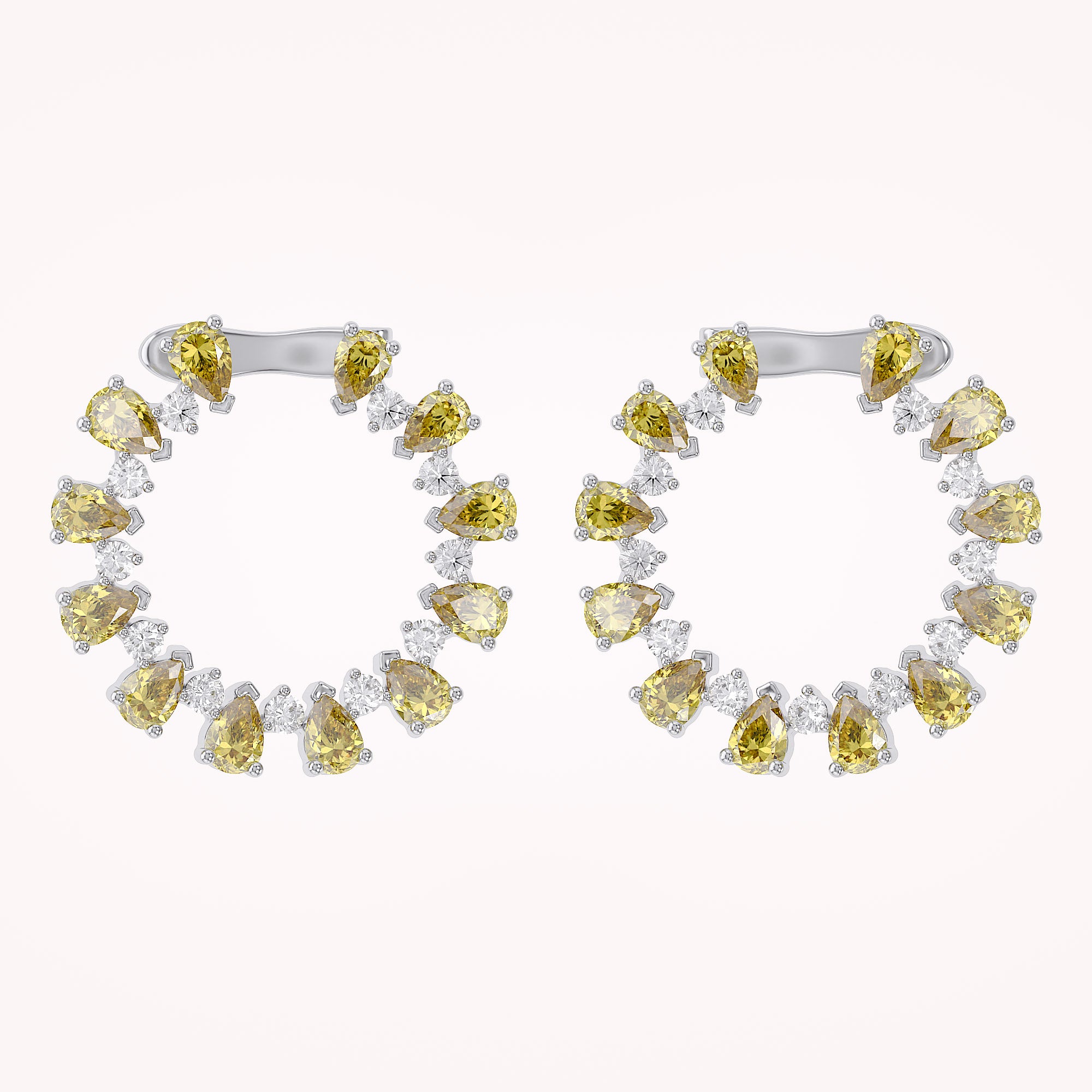 4.30 CTTW Pear and Round Shape Lab Grown Diamond Open Circle Stud Earrings