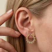 4.30 CTTW Pear and Round Shape Lab Grown Diamond Open Circle Stud Earrings