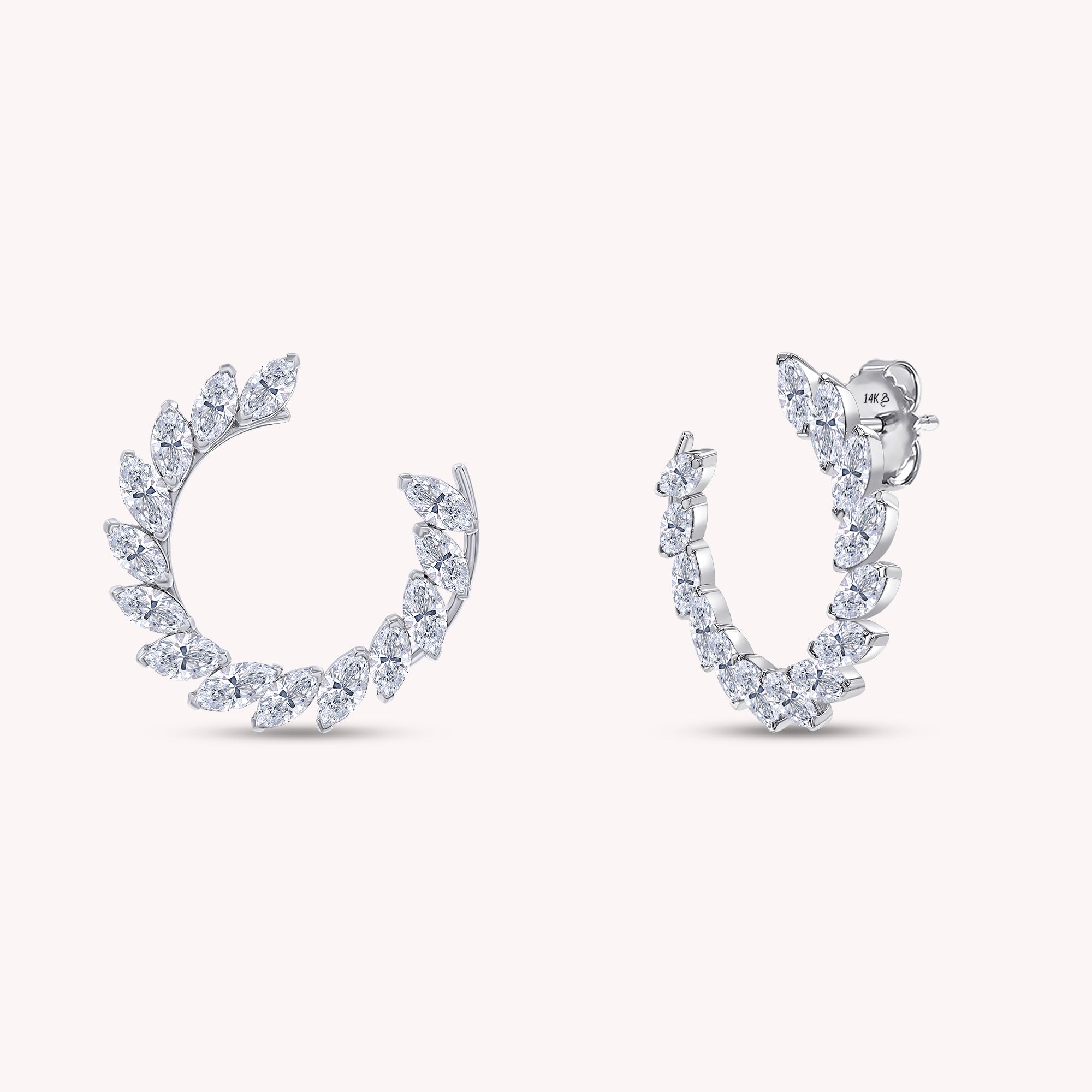 Marquise Shape 3.10 Carat Lab Created Moissanite Stud Earrings