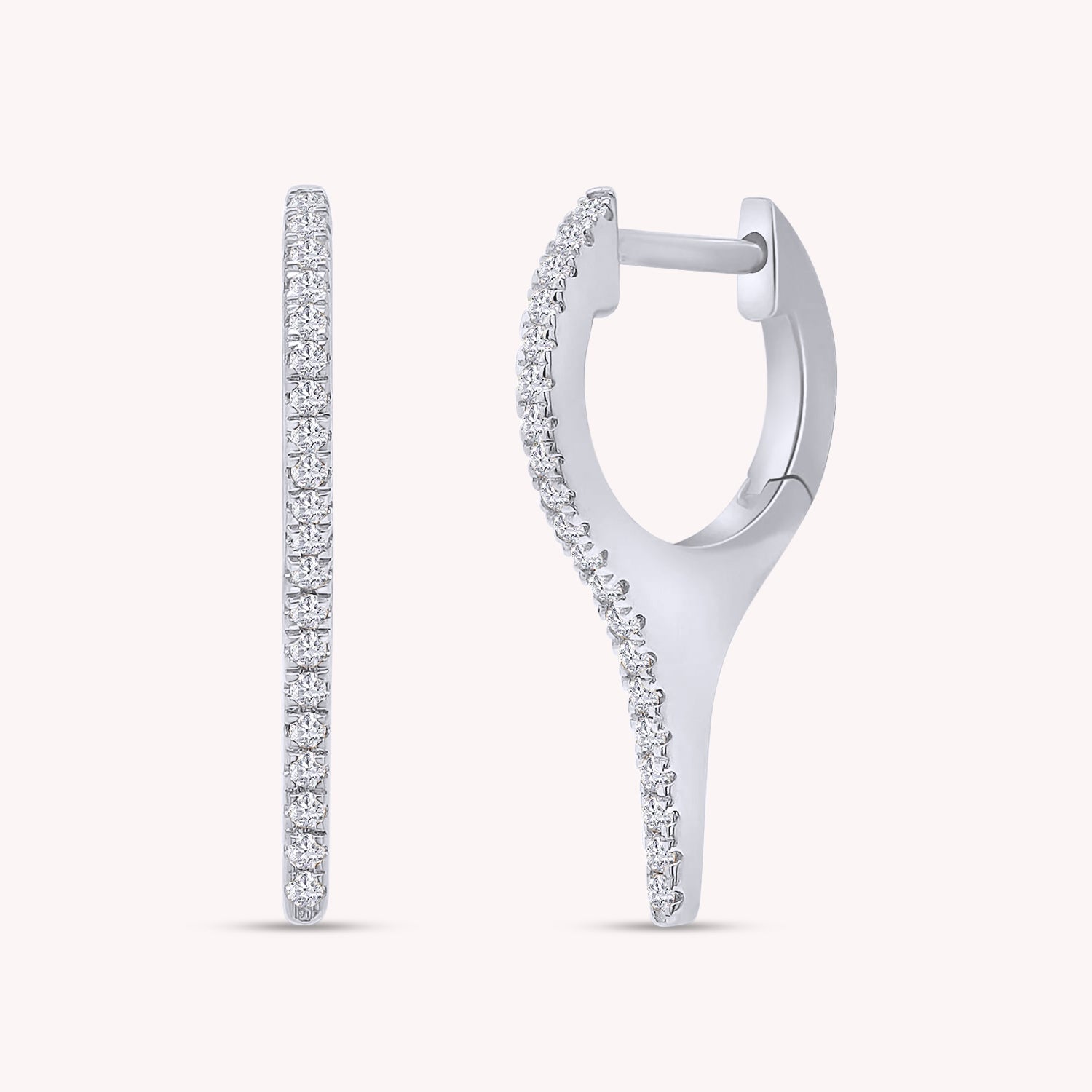 Dagger Drop Hoop Earrings In White Cubic Zirconia (Height 21.50MM & Width 10.90MM)