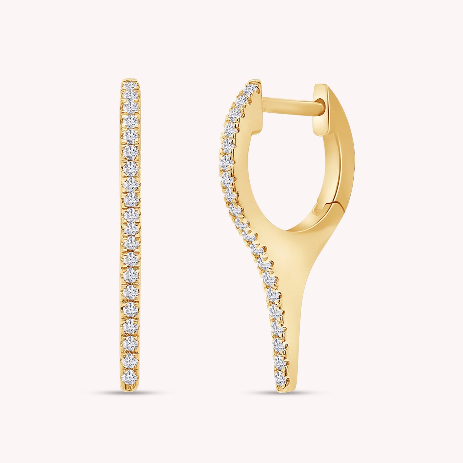 Dagger Drop Hoop Earrings In White Cubic Zirconia (Height 21.50MM & Width 10.90MM)