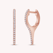 Dagger Drop Hoop White Cubic Zirconia Earrings (Height 19.50 MM & Width 10.90 MM)