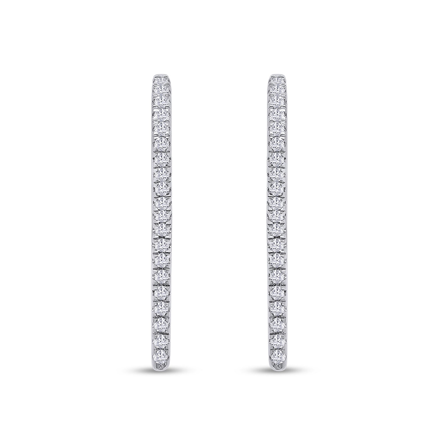 Dagger Drop Hoop Earrings In White Cubic Zirconia (Height 21.50MM & Width 10.90MM)