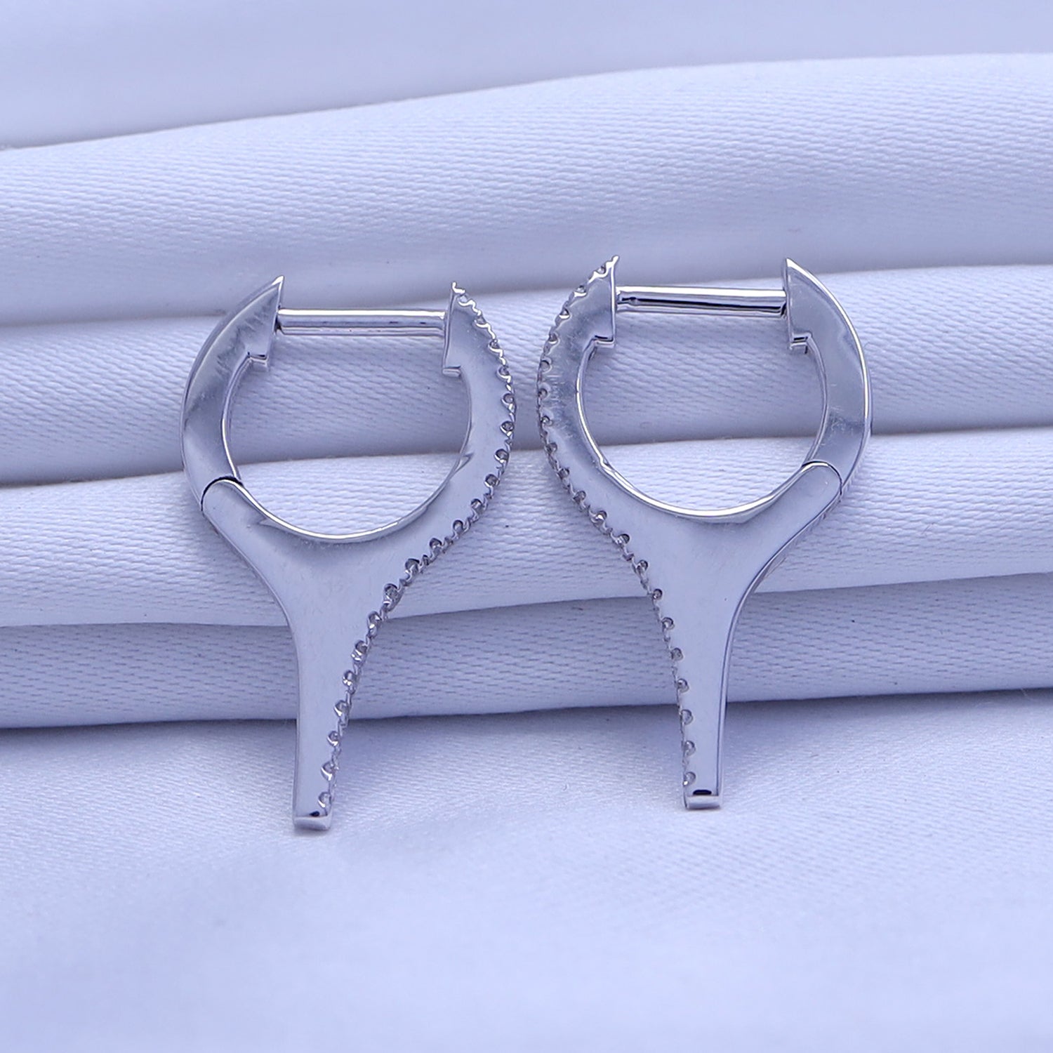 Dagger Drop Hoop White Cubic Zirconia Earrings (Height 19.50 MM & Width 10.90 MM)