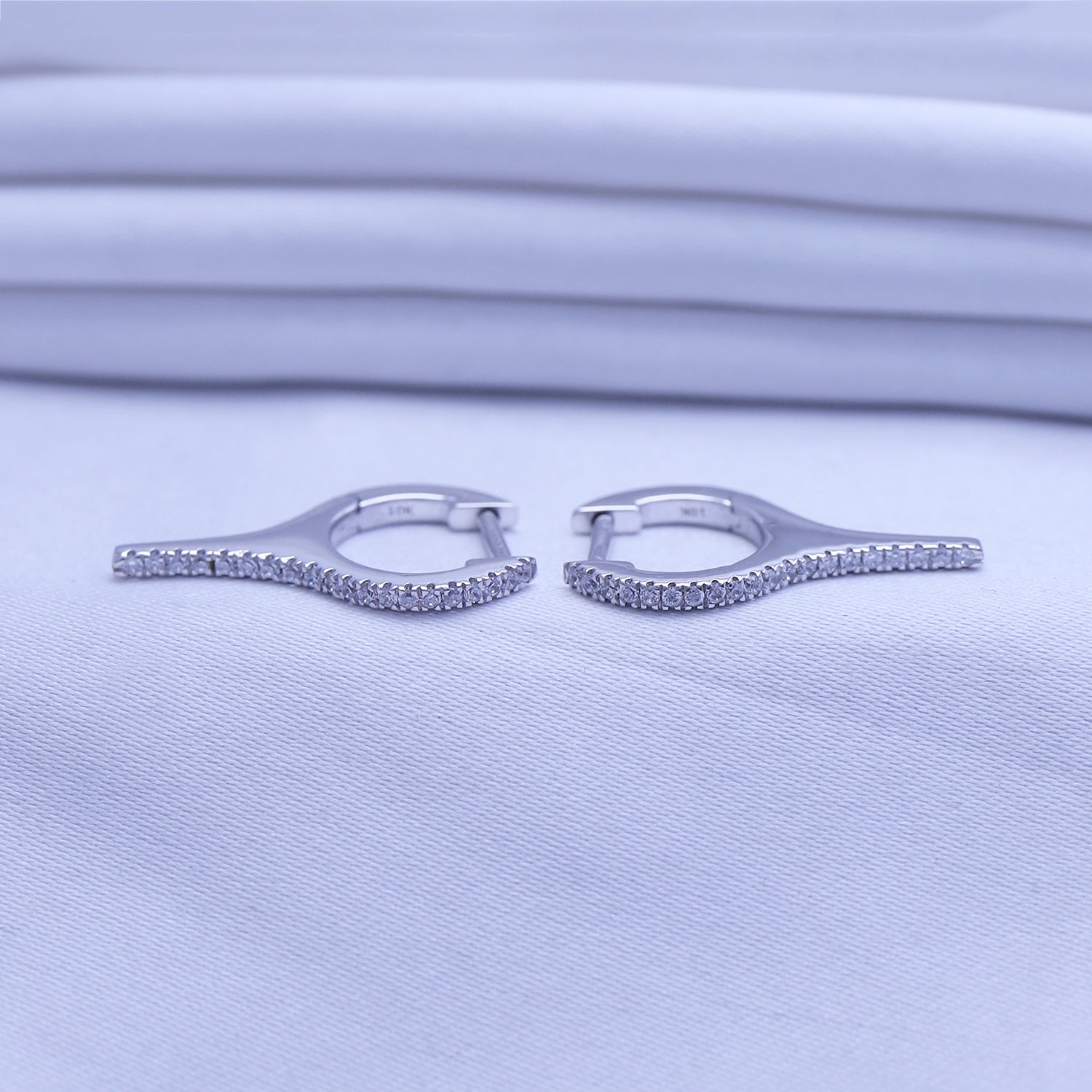 Dagger Drop Hoop White Cubic Zirconia Earrings (Height 19.50 MM & Width 10.90 MM)
