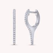 Dagger Drop Hoop Moissanite Earrings (Height 19.50 MM & Width 10.90 MM)