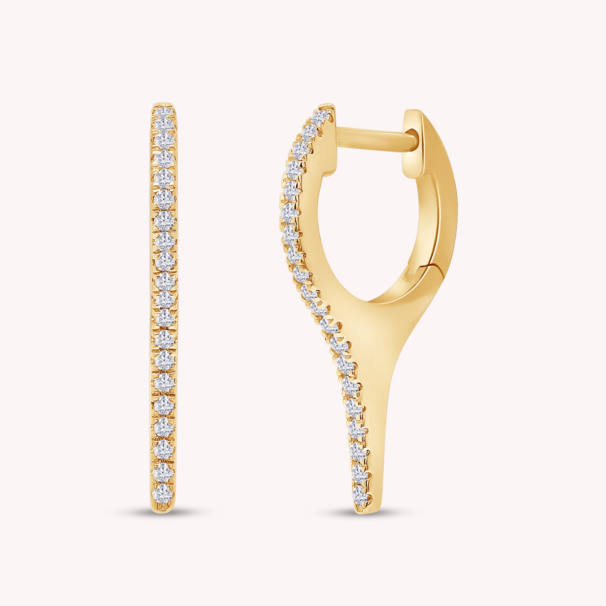 Dagger Drop Hoop White Cubic Zirconia Earrings (Height 19.50 MM & Width 10.90 MM)