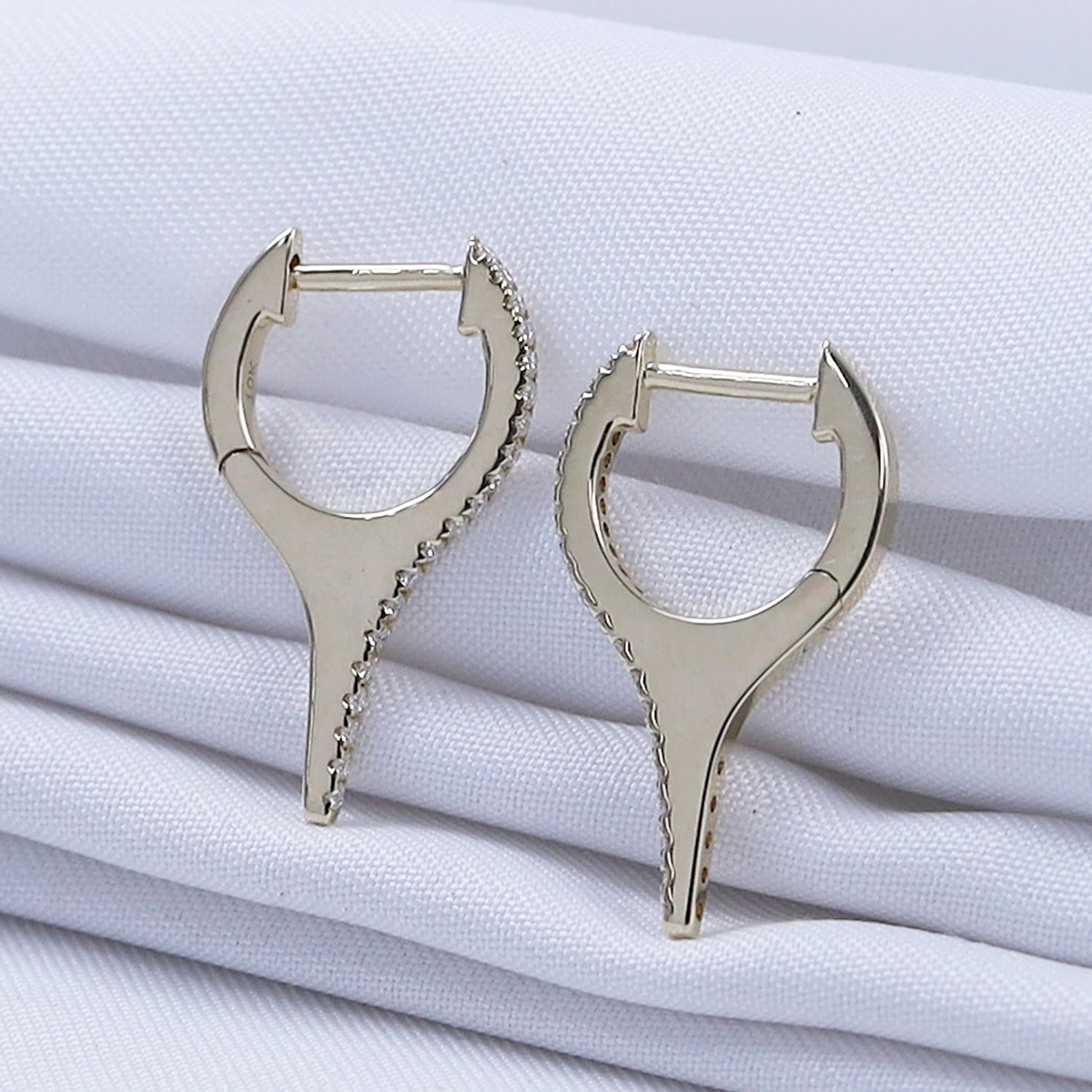Dagger Drop Hoop White Cubic Zirconia Earrings (Height 19.50 MM & Width 10.90 MM)