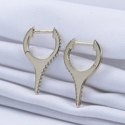 Dagger Drop Hoop White Cubic Zirconia Earrings (Height 19.50 MM & Width 10.90 MM)