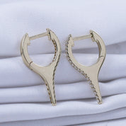 Dagger Drop Hoop White Cubic Zirconia Earrings (Height 19.50 MM & Width 10.90 MM)