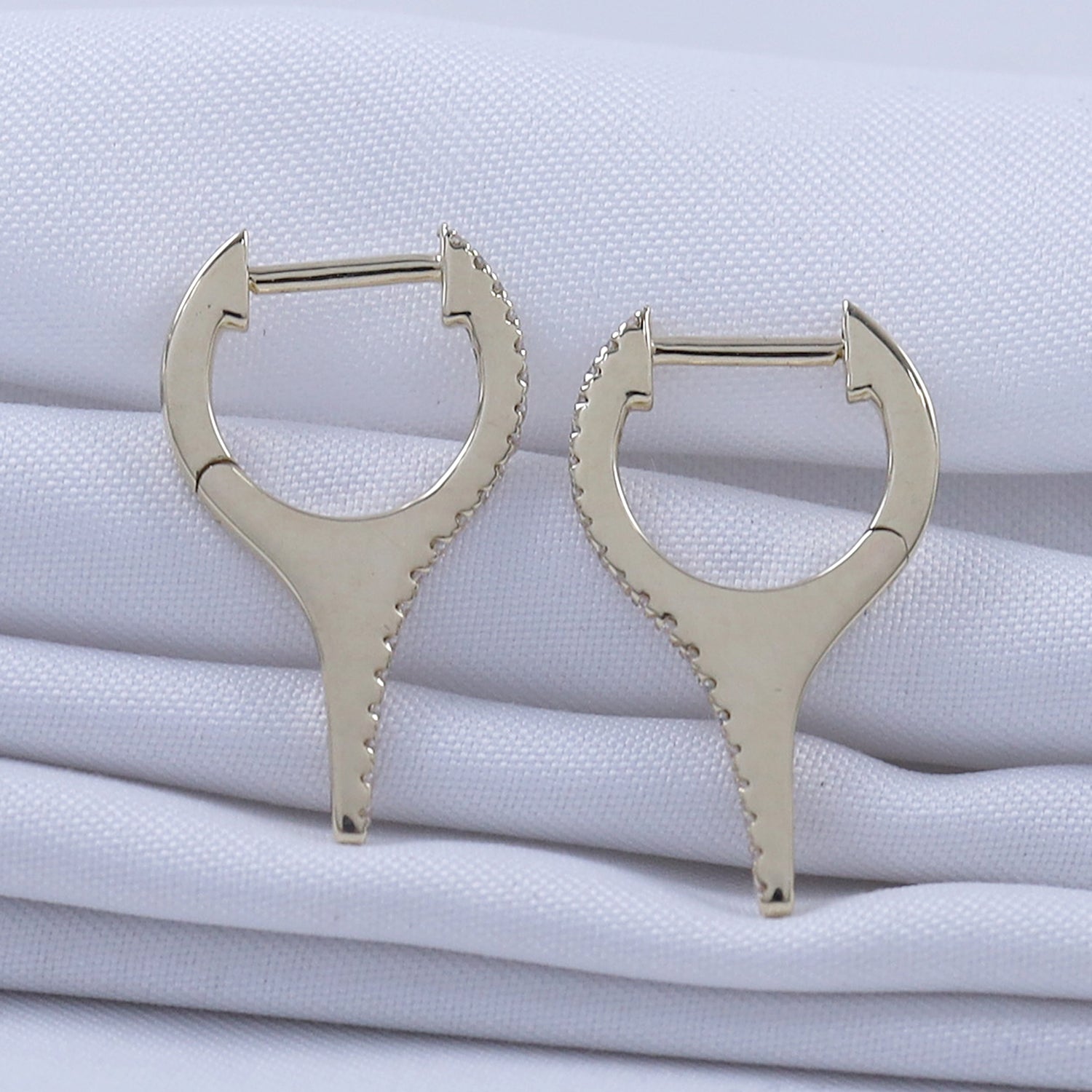 Dagger Drop Hoop White Cubic Zirconia Earrings (Height 19.50 MM & Width 10.90 MM)