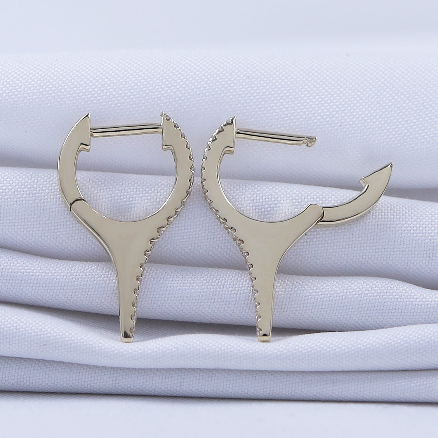 Dagger Drop Hoop White Cubic Zirconia Earrings (Height 19.50 MM & Width 10.90 MM)