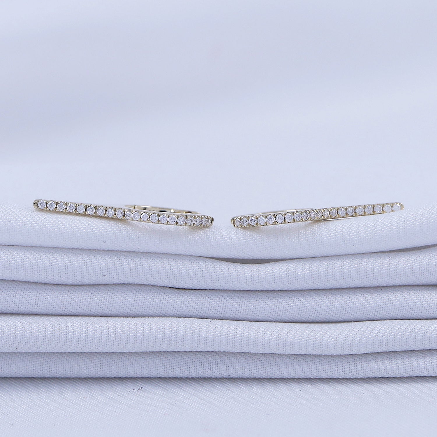 Dagger Drop Hoop White Cubic Zirconia Earrings (Height 19.50 MM & Width 10.90 MM)