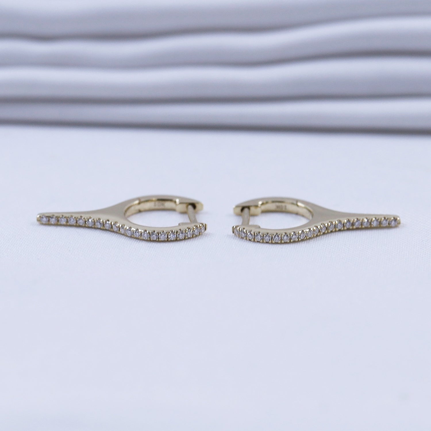 Dagger Drop Hoop White Cubic Zirconia Earrings (Height 19.50 MM & Width 10.90 MM)