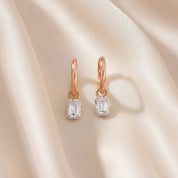 1.00 Carat Emerald Cut Lab Grown Diamond Drop Dangle Earrings