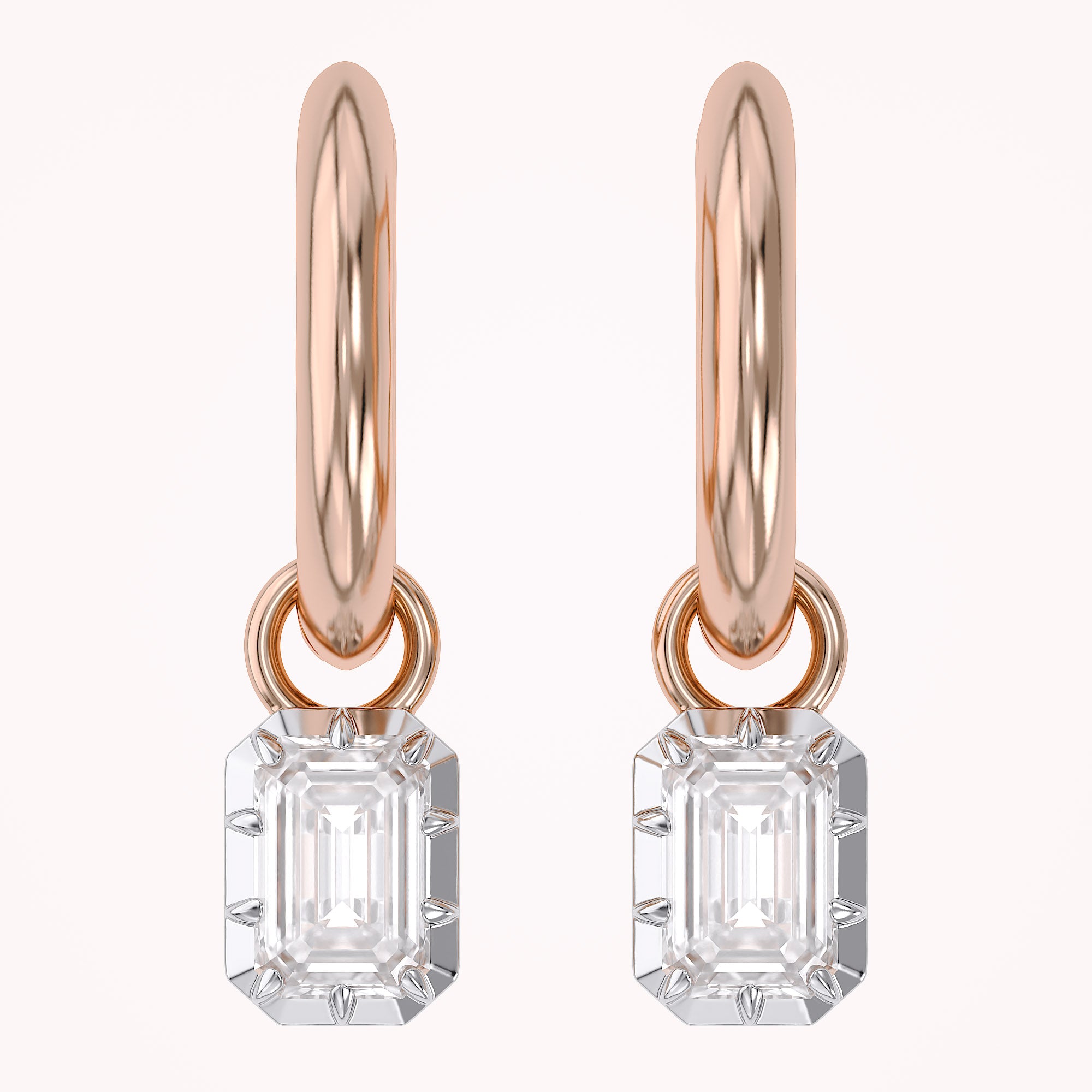 1.00 Carat Emerald Cut Lab Grown Diamond Drop Dangle Earrings