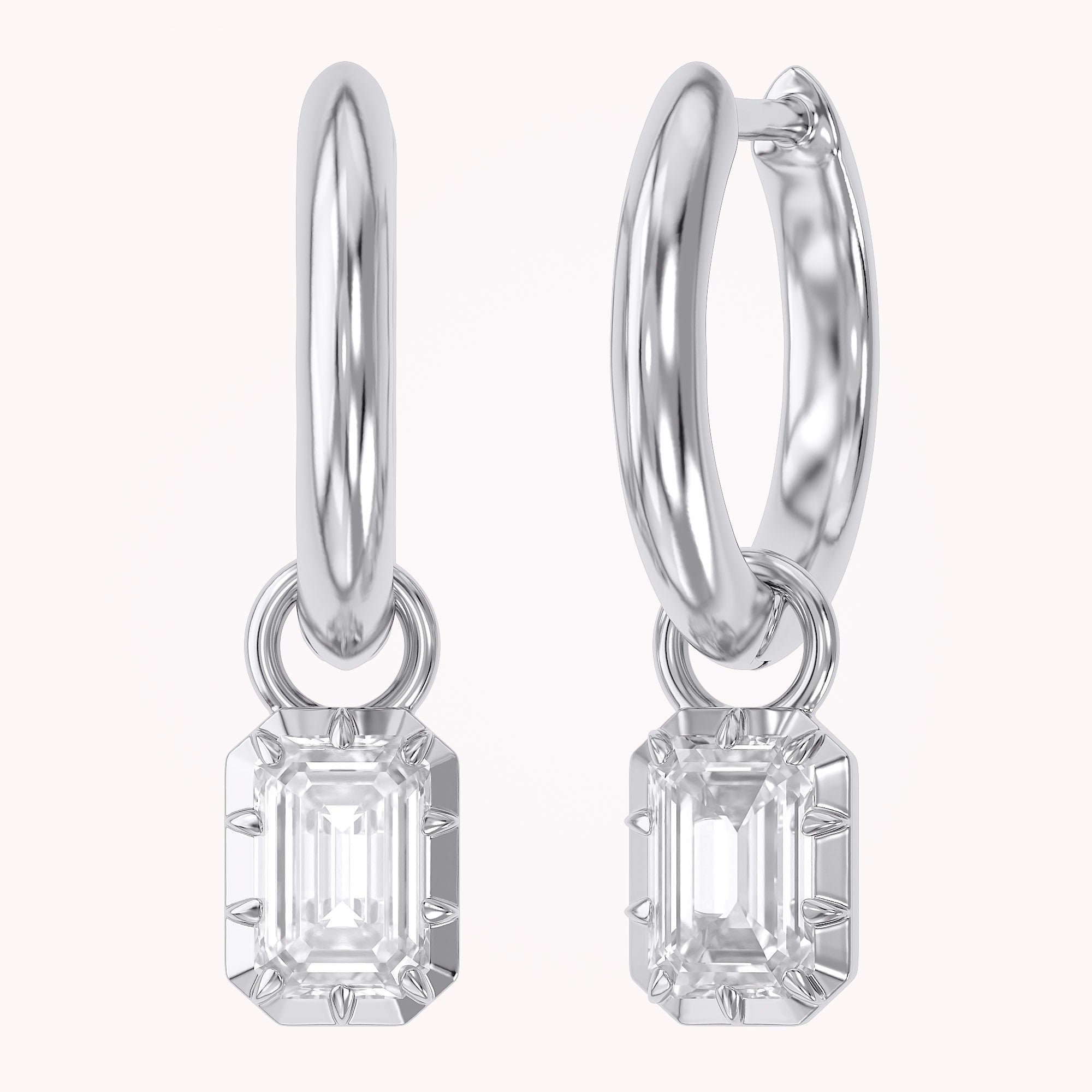 1.00 Carat Emerald Cut Lab Grown Diamond Drop Dangle Earrings