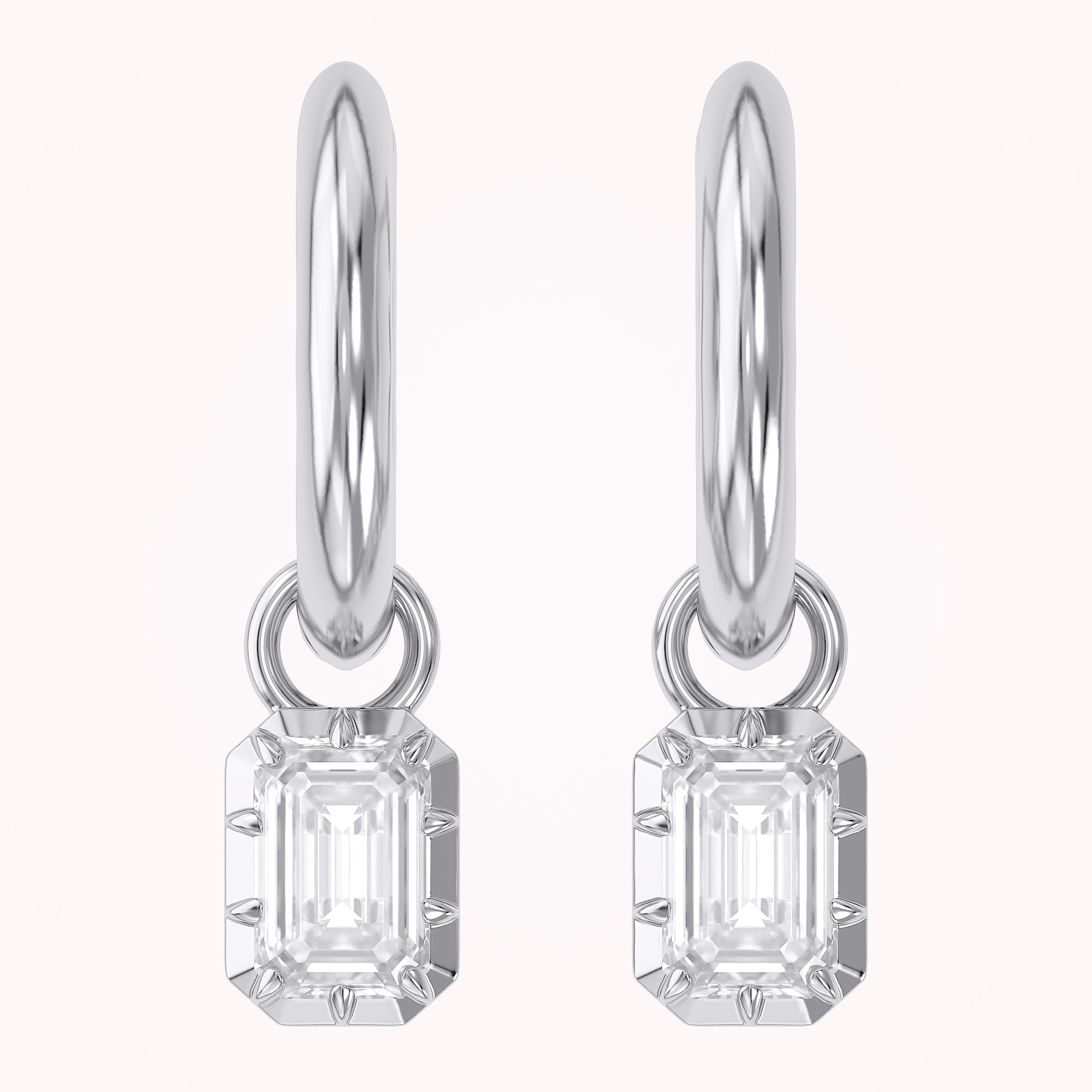 1.00 Carat Emerald Cut Lab Grown Diamond Drop Dangle Earrings