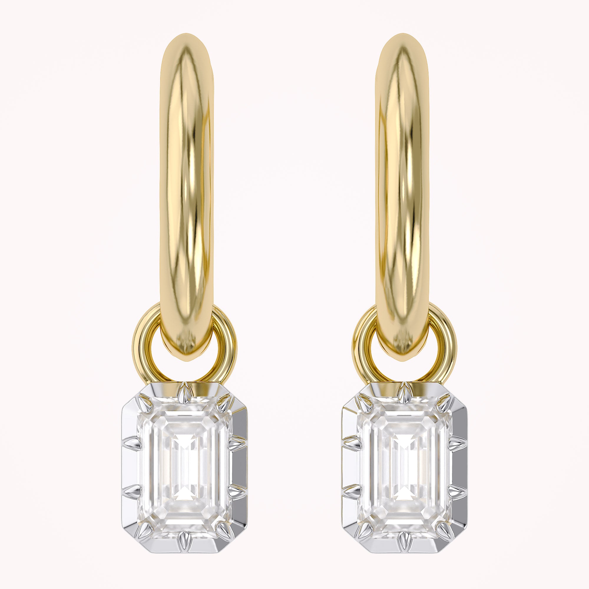 1.00 Carat Emerald Cut Lab Grown Diamond Drop Dangle Earrings