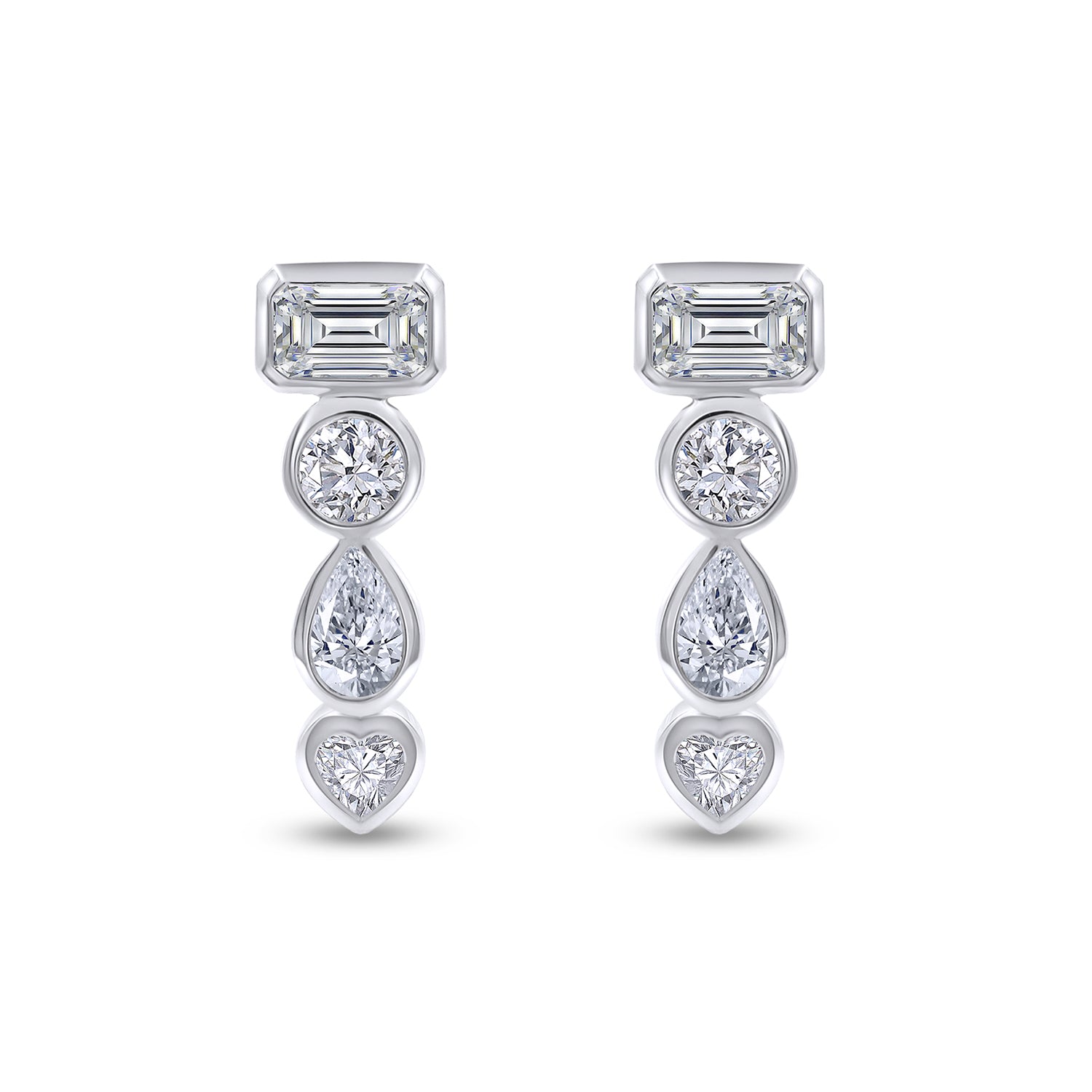 Linear Drop Multi Shape Stud Earrings 19MM Height