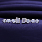 Linear Drop Multi Shape Stud Earrings 19MM Height