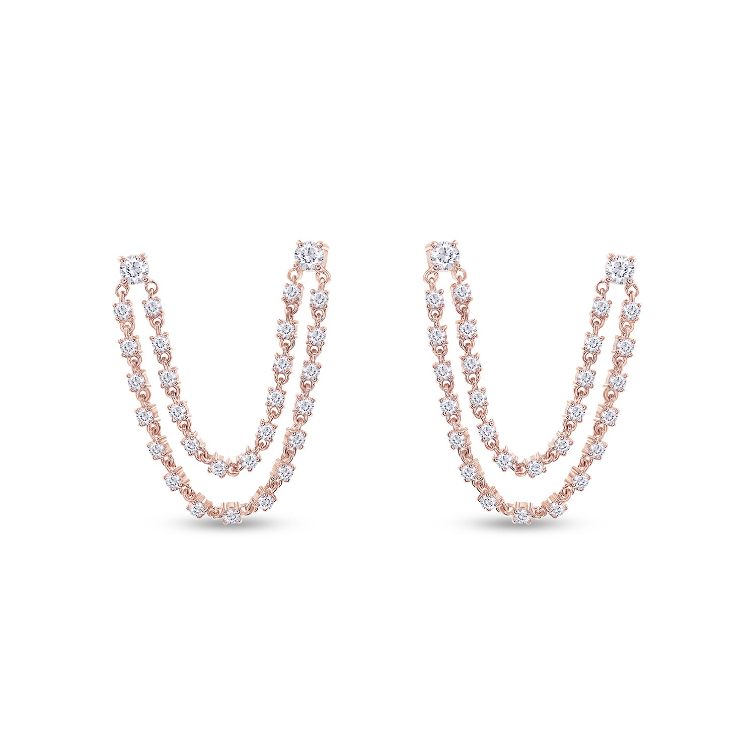 Lariat Drop Stud Earrings Lab Created Moissanite