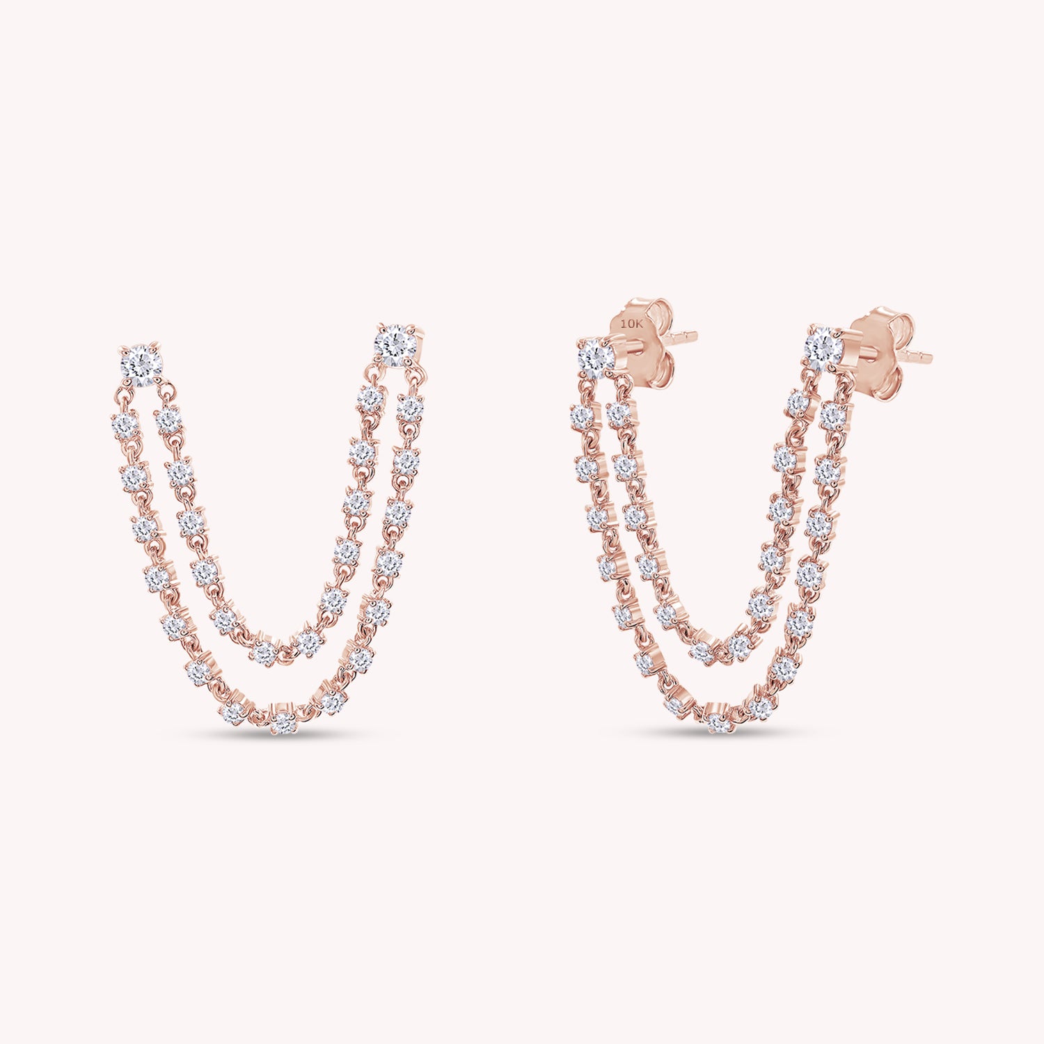 Lariat Drop Stud Earrings Lab Created Moissanite